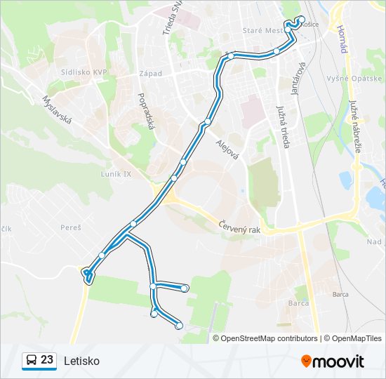 23 autobus Mapa linky