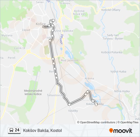 24 autobus Mapa linky