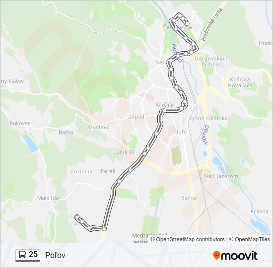 25 autobus Mapa linky