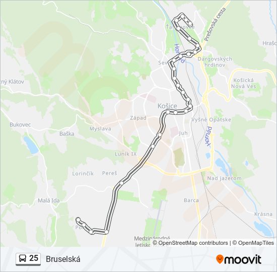 25 autobus Mapa linky