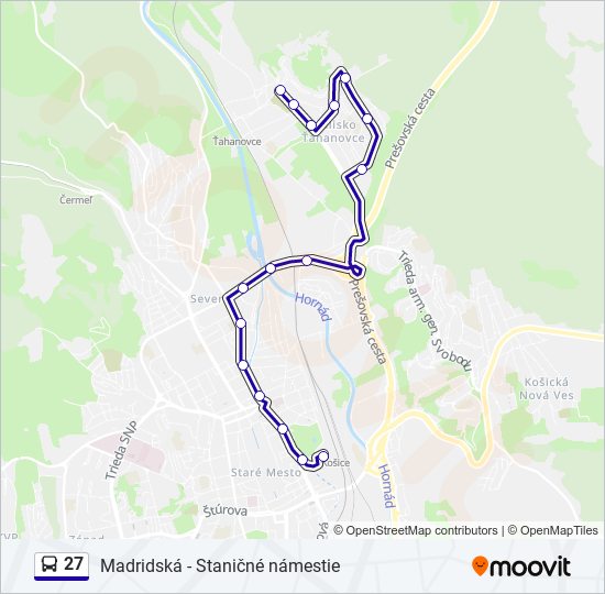 27 autobus Mapa linky