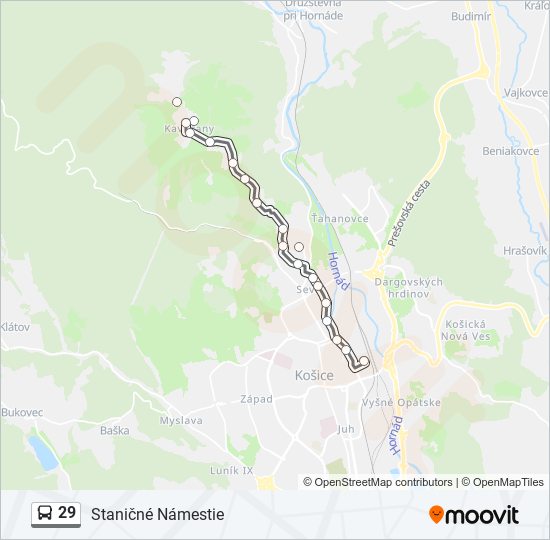 29 bus Line Map