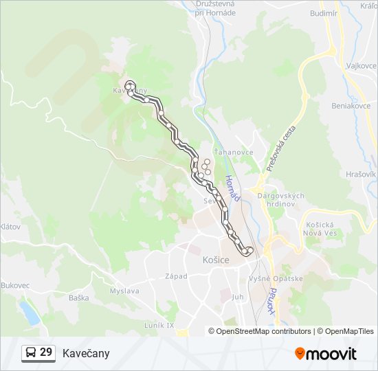 29 autobus Mapa linky