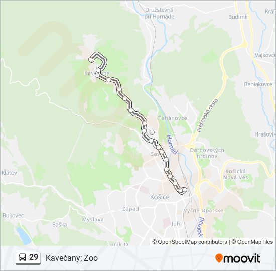 29 autobus Mapa linky