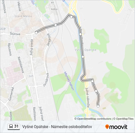 31 autobus Mapa linky