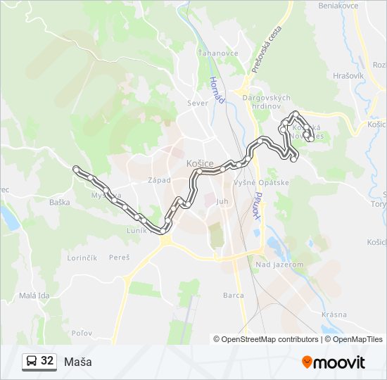 32 autobus Mapa linky