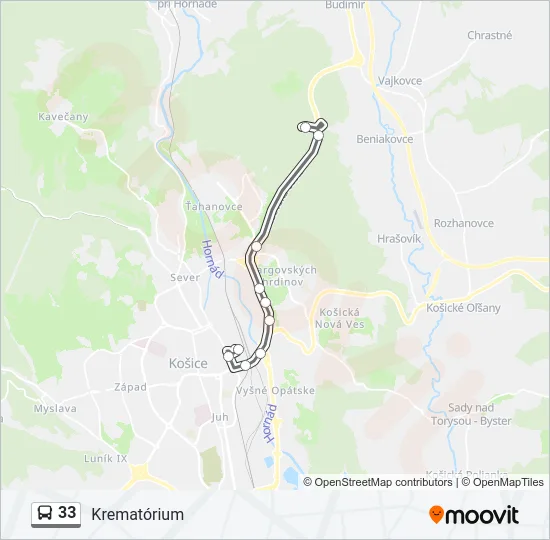 33 Bus Line Map