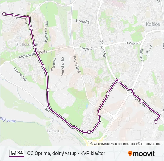 34 Bus Line Map