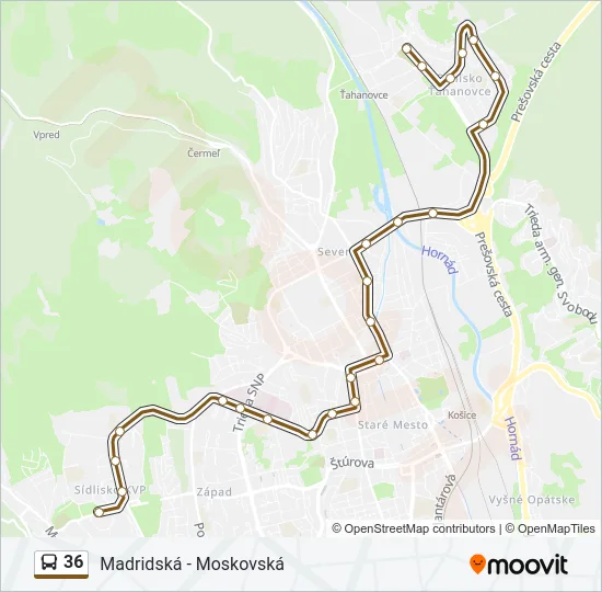 36 Bus Line Map