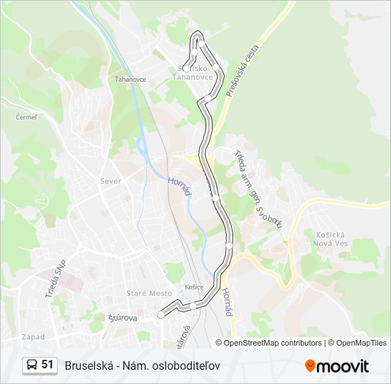 51 autobus Mapa linky