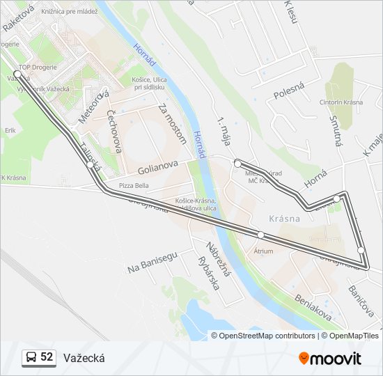 52 autobus Mapa linky