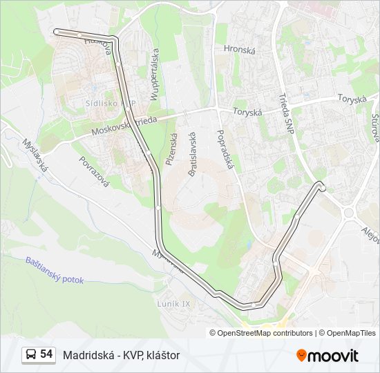 54 bus Line Map