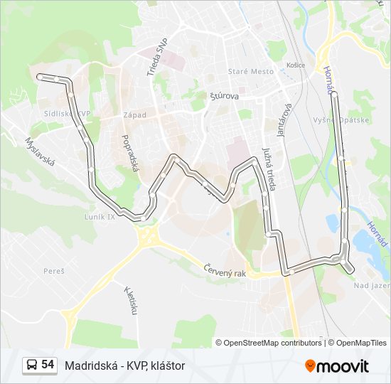 54 bus Line Map