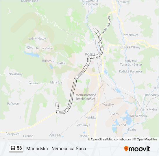 56 autobus Mapa linky