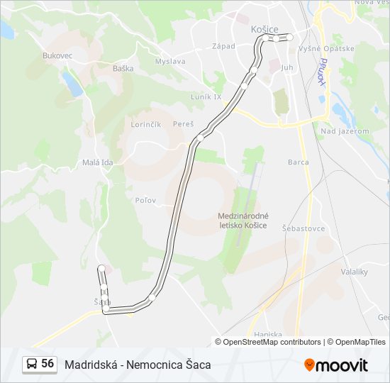 56 autobus Mapa linky