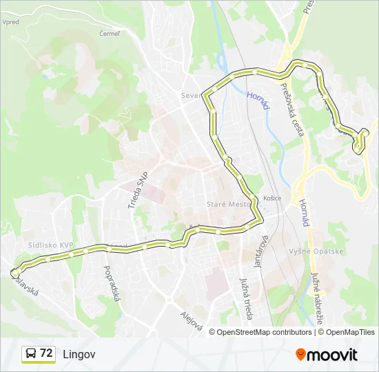 72 Bus Line Map