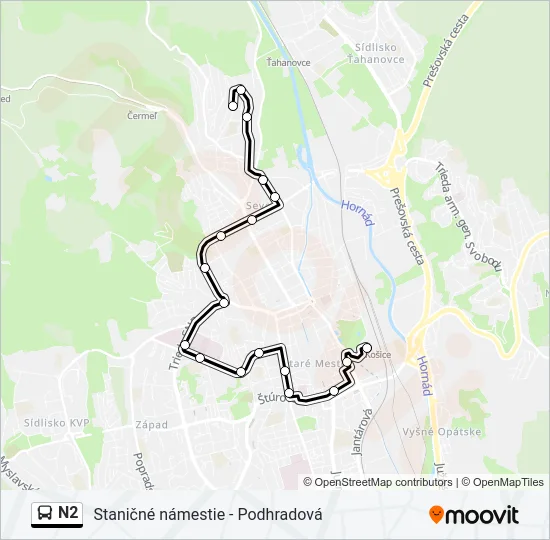 N2 Bus Line Map