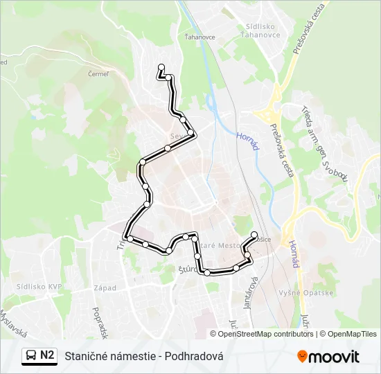 N2 Bus Line Map
