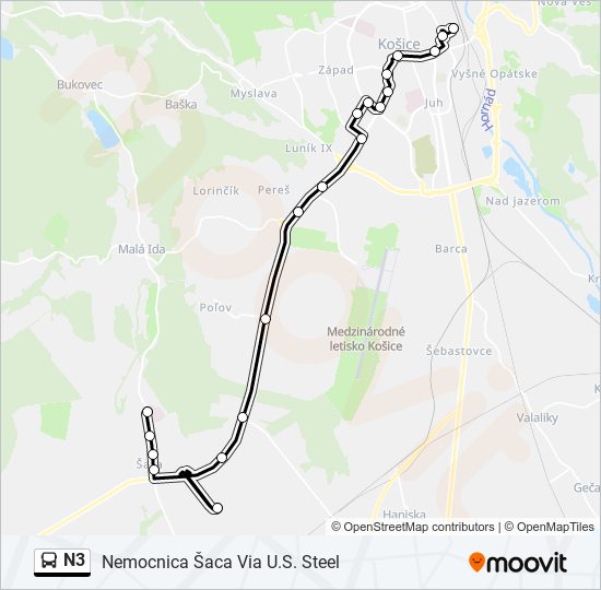 N3 bus Line Map