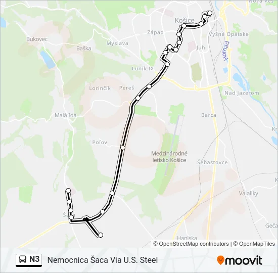 N3 Bus Line Map