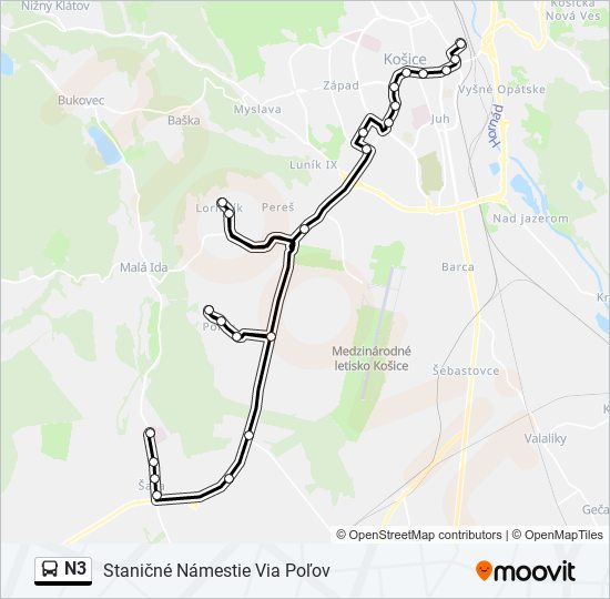 N3 bus Line Map