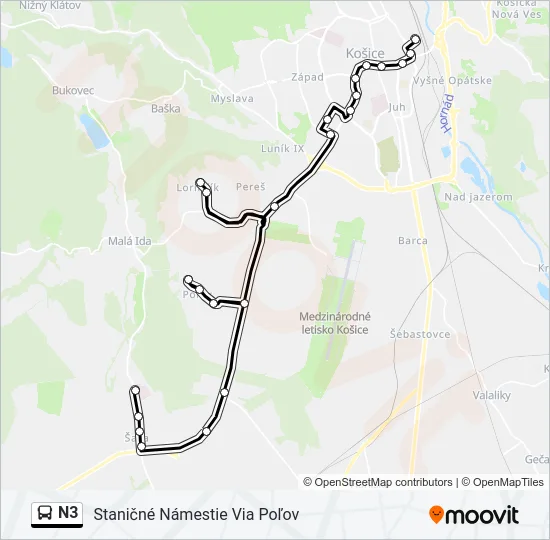 N3 Bus Line Map