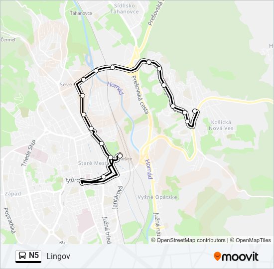 N5 bus Line Map