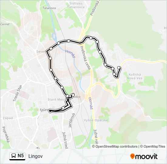N5 Bus Line Map