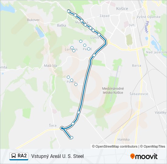 RA2 autobus Mapa linky