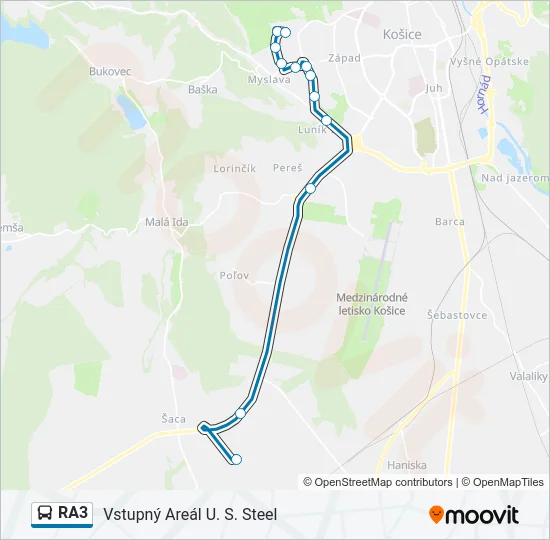 RA3 Bus Line Map