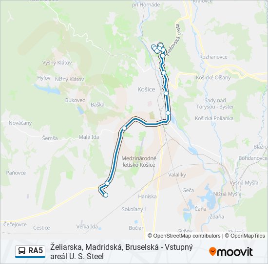 RA5 autobus Mapa linky