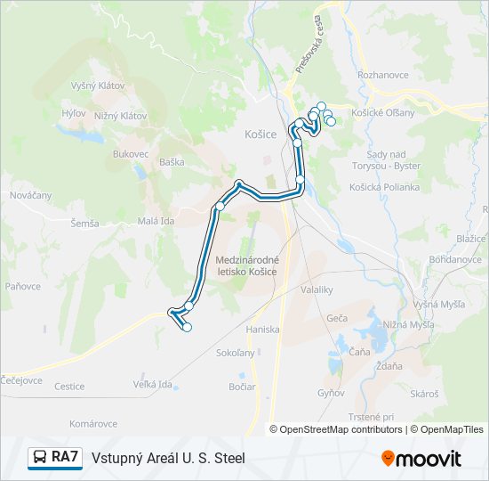 RA7 autobus Mapa linky