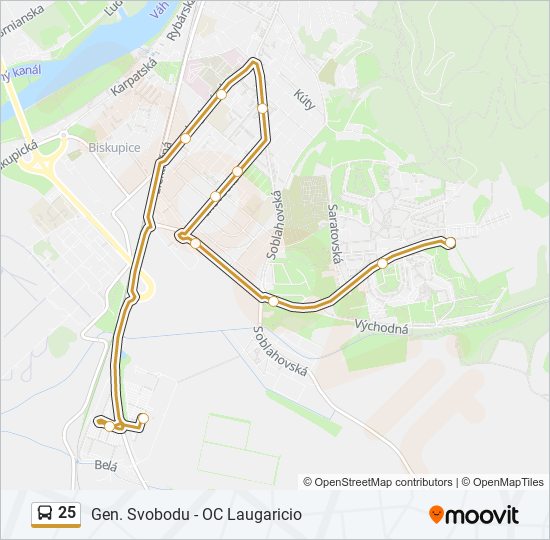 25 autobus Mapa linky