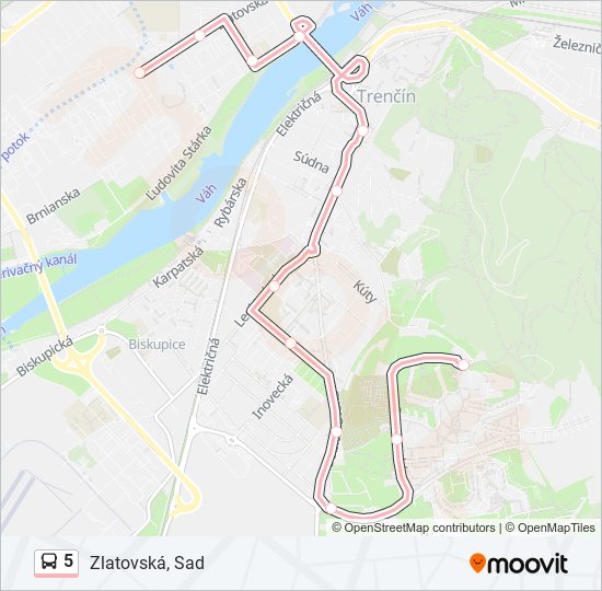 5 autobus Mapa linky