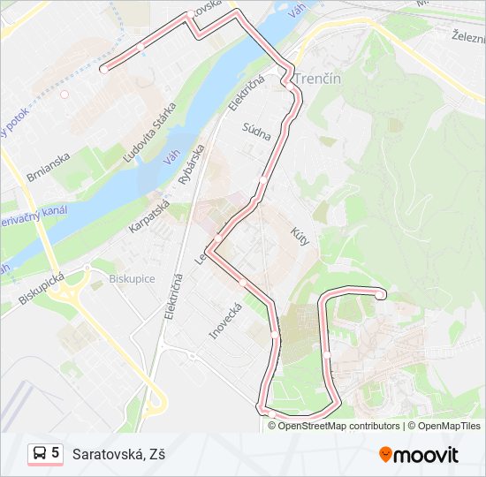 5 autobus Mapa linky