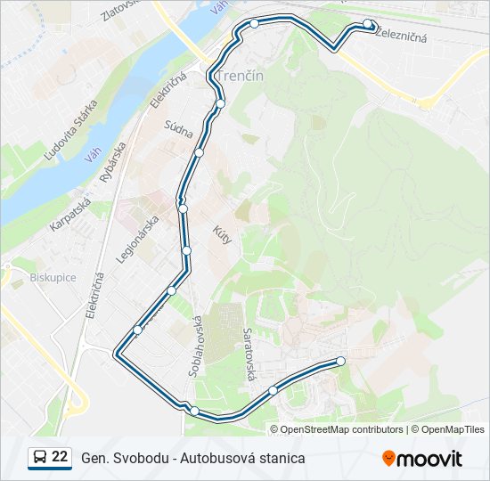 22 autobus Mapa linky