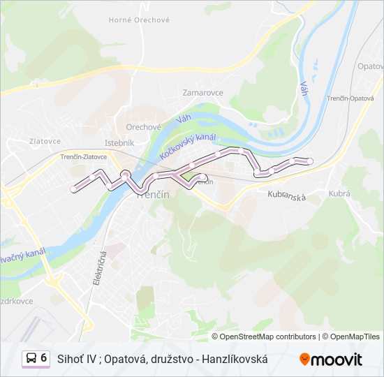 6 autobus Mapa linky