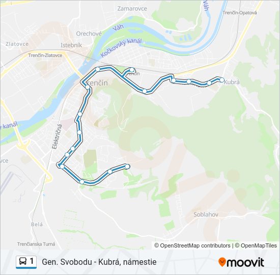 1 autobus Mapa linky