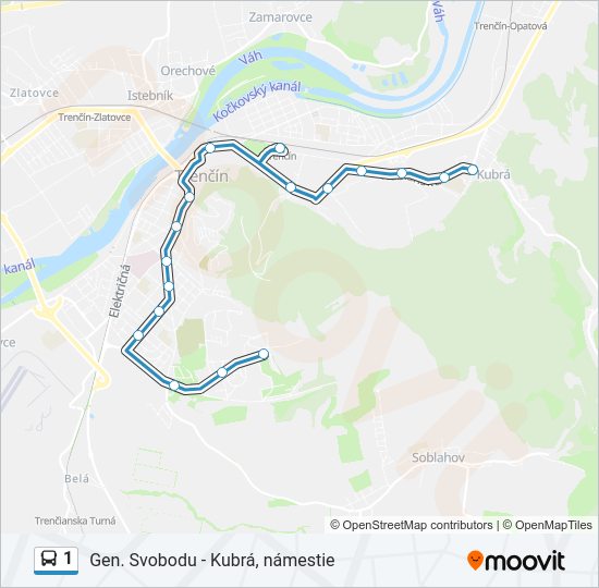 1 autobus Mapa linky