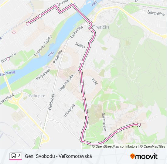 7 autobus Mapa linky