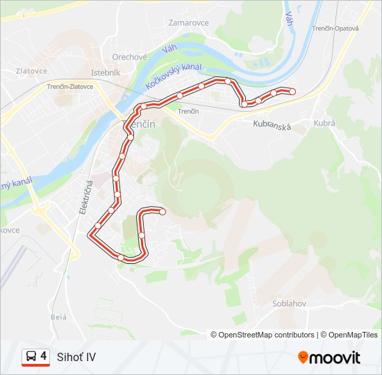 4 autobus Mapa linky