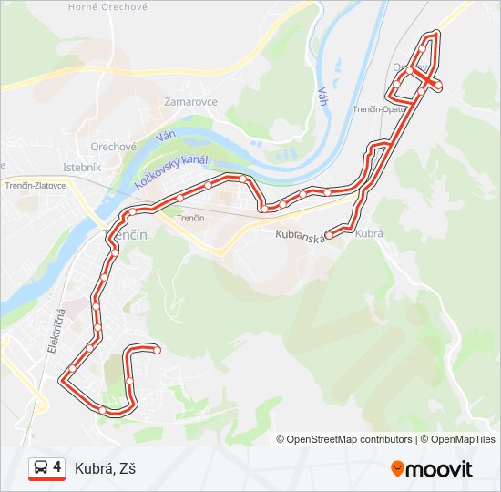 4 autobus Mapa linky