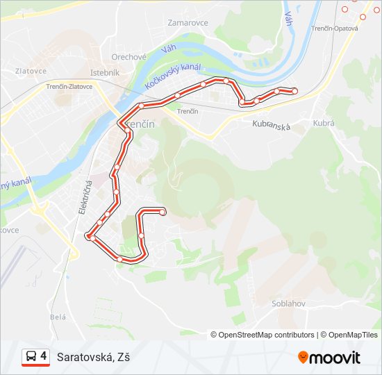 4 autobus Mapa linky