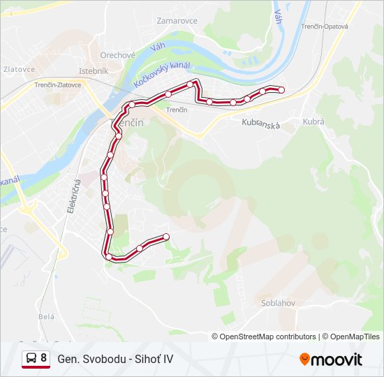 8 autobus Mapa linky