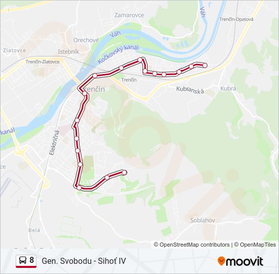 8 autobus Mapa linky