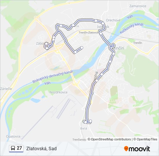 27 autobus Mapa linky