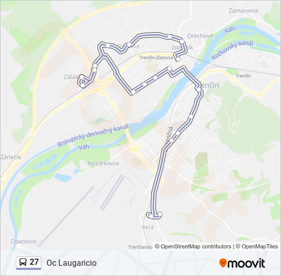 27 autobus Mapa linky