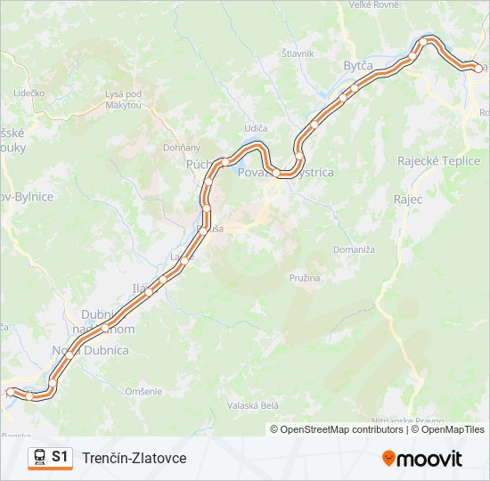 S1 vlak Mapa linky