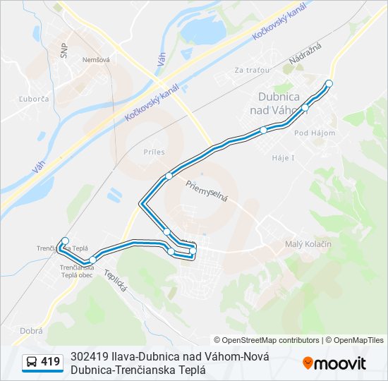 419 autobus Mapa linky