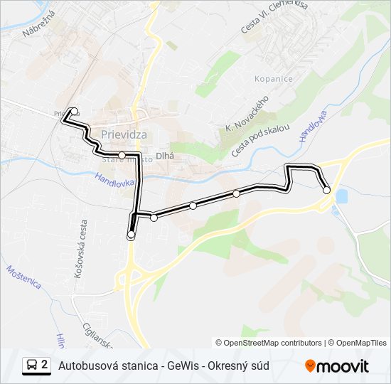 2 autobus Mapa linky